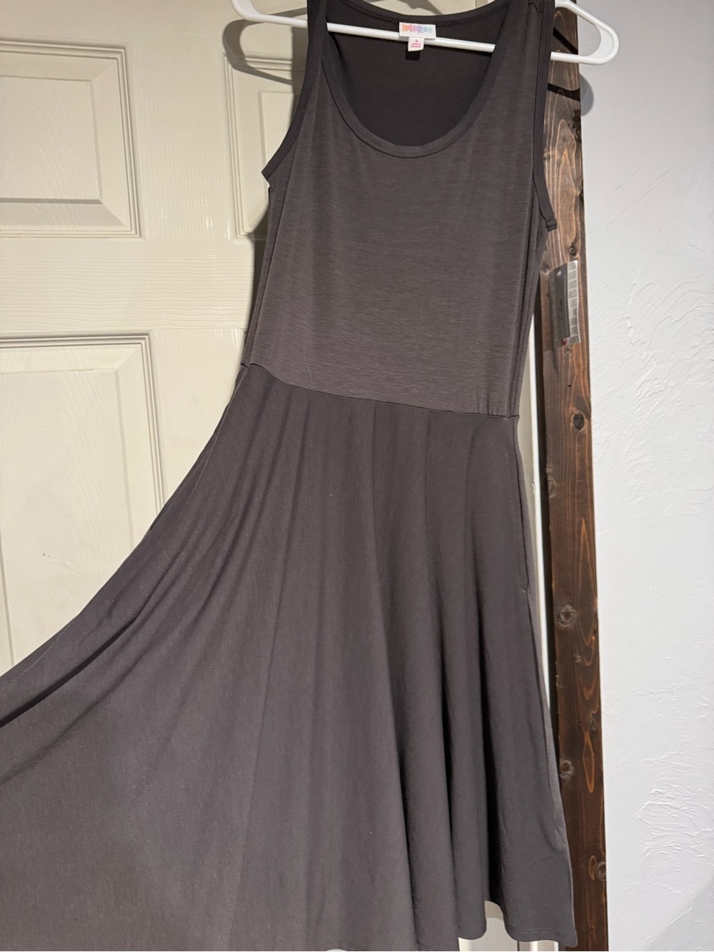 LuLaRoe Scoop Neck Maxi Dress in Charcoal Gray